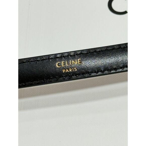 CELINE Maison Belt 13mm Taurillon Leather Black Gold Buckle Size 85 NIB Rare main image 4